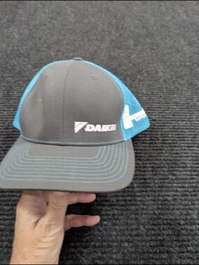 Daikin Trucker Hat in Gray and Blue